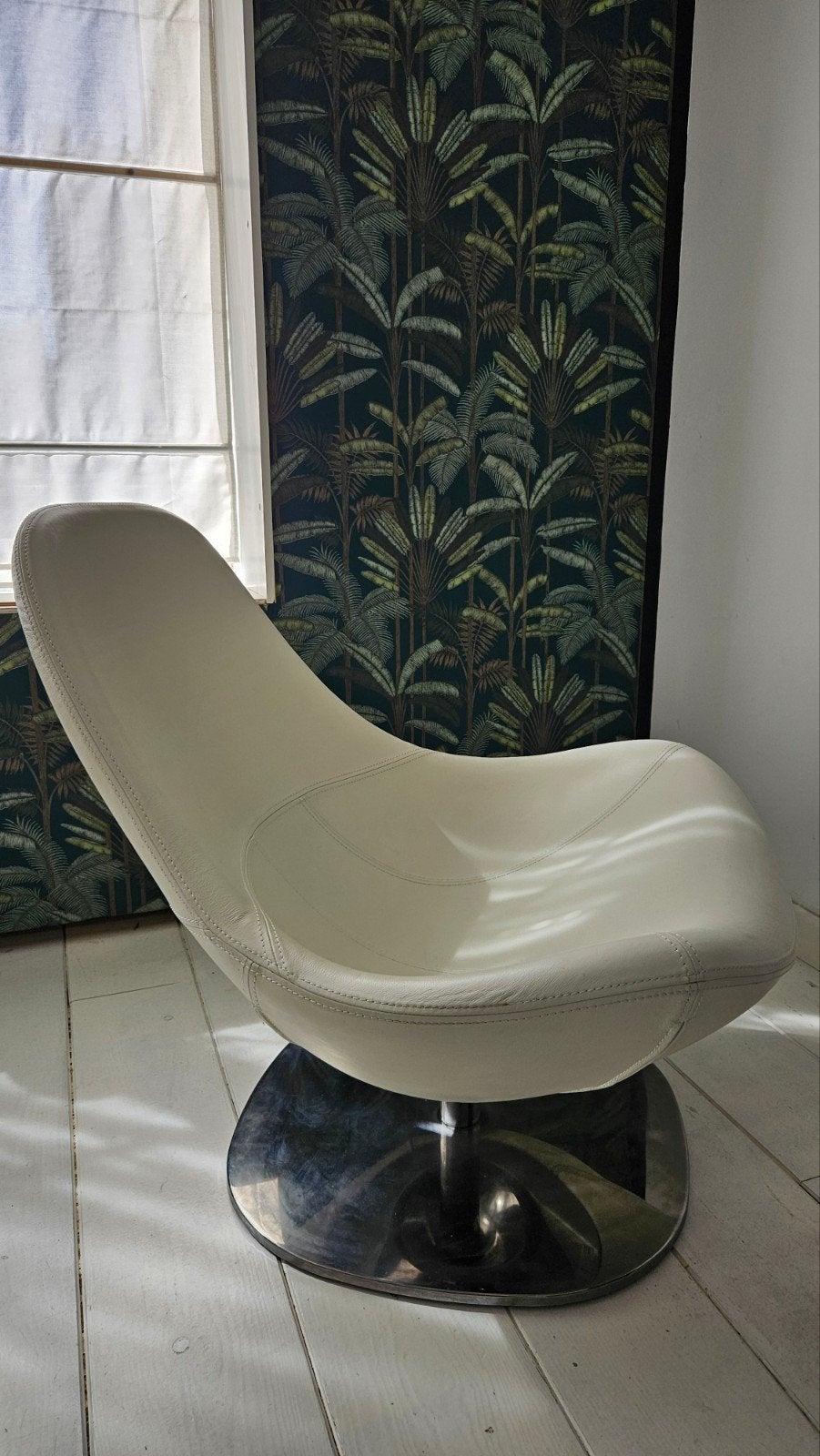 Vintage Ikea Tirup fauteuil - wit (off white) leer, Ophalen, Gebruikt, Wit, Vintage, Modern, Design