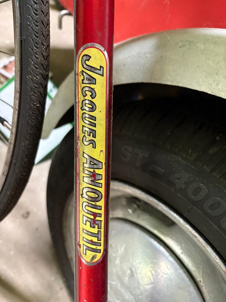 80er jaren Jaques Anquetil wielrenfiets uit Frankrijk., Ophalen, Velgrem, Jaren '60 of nieuwer