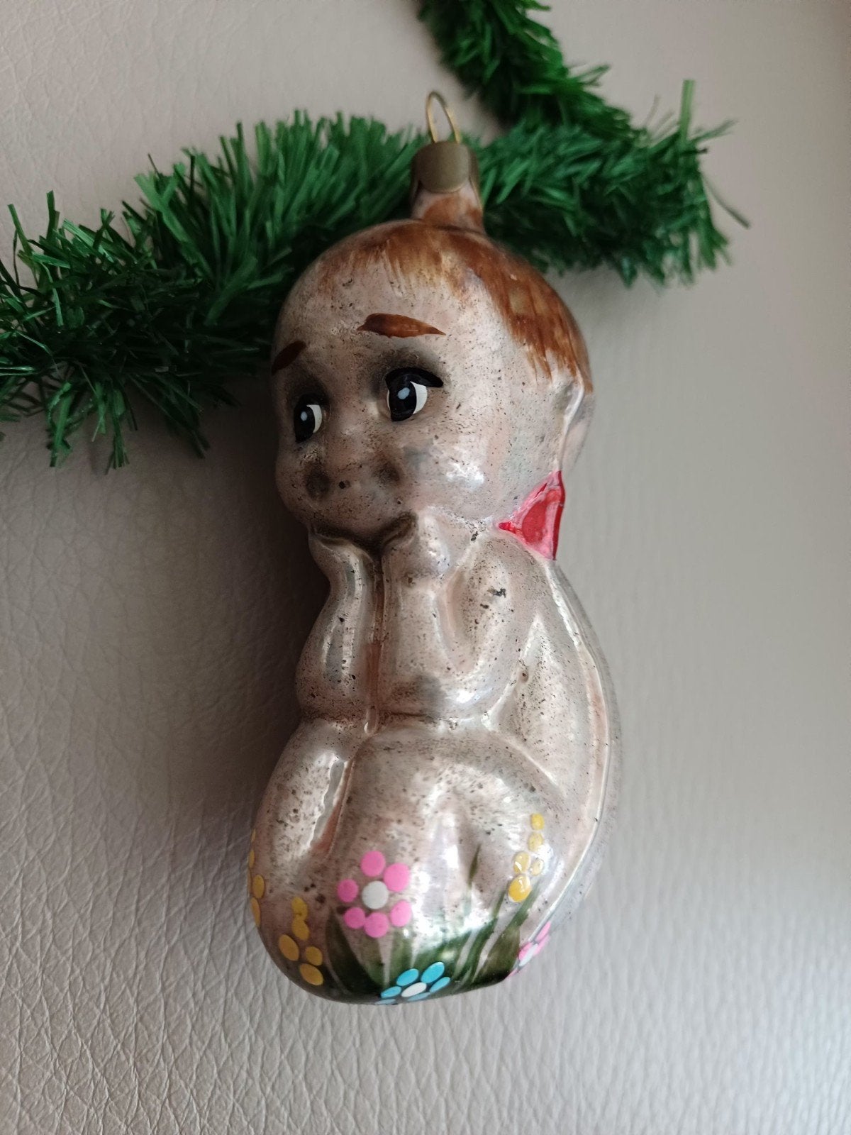 vintage kerstbal van glas Mascha zonder beer, Ophalen of Verzenden