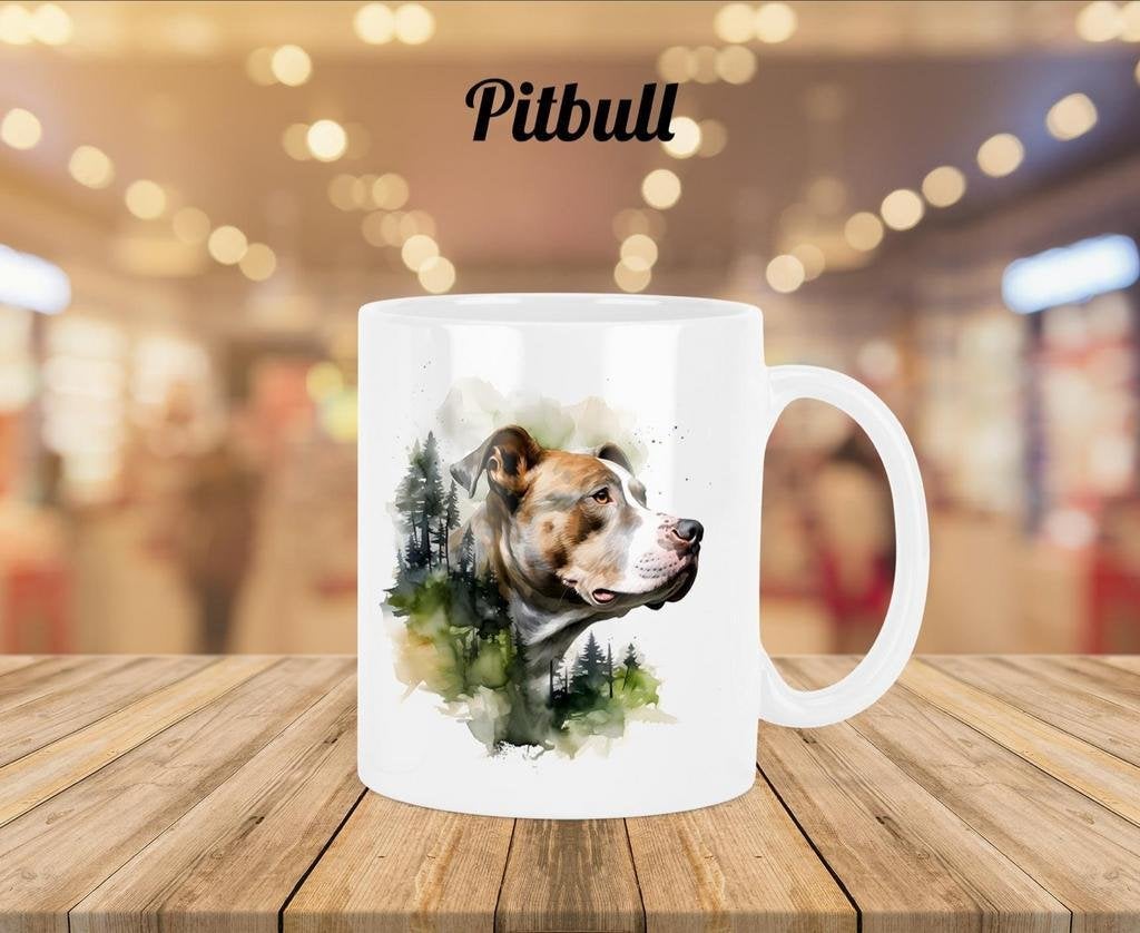 Pitbull profiel mok, Huis en Inrichting, Keuken | Servies, Nieuw, Kop(pen) en/of Schotel(s), Overige stijlen, Verzenden