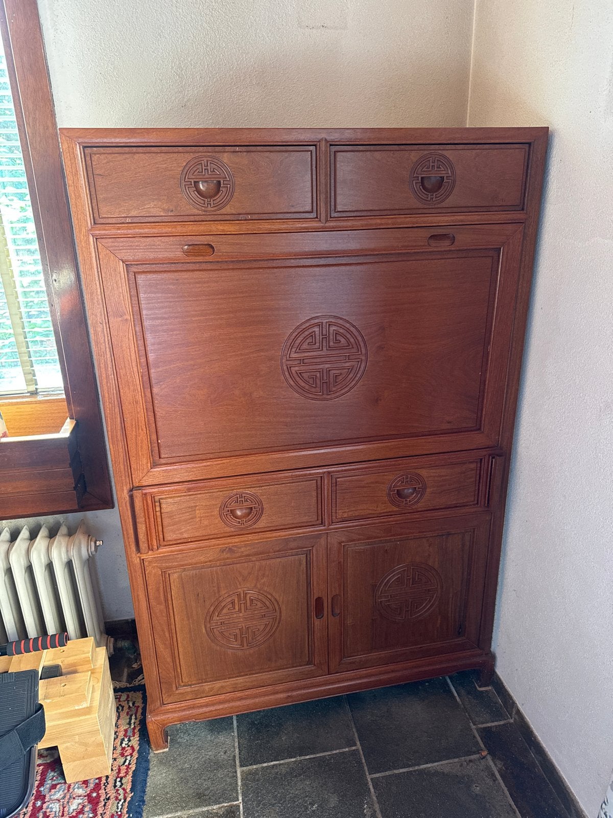 Antiek Chinees secretaire bureau met opbergruimte, Huis en Inrichting, Ophalen, Gebruikt