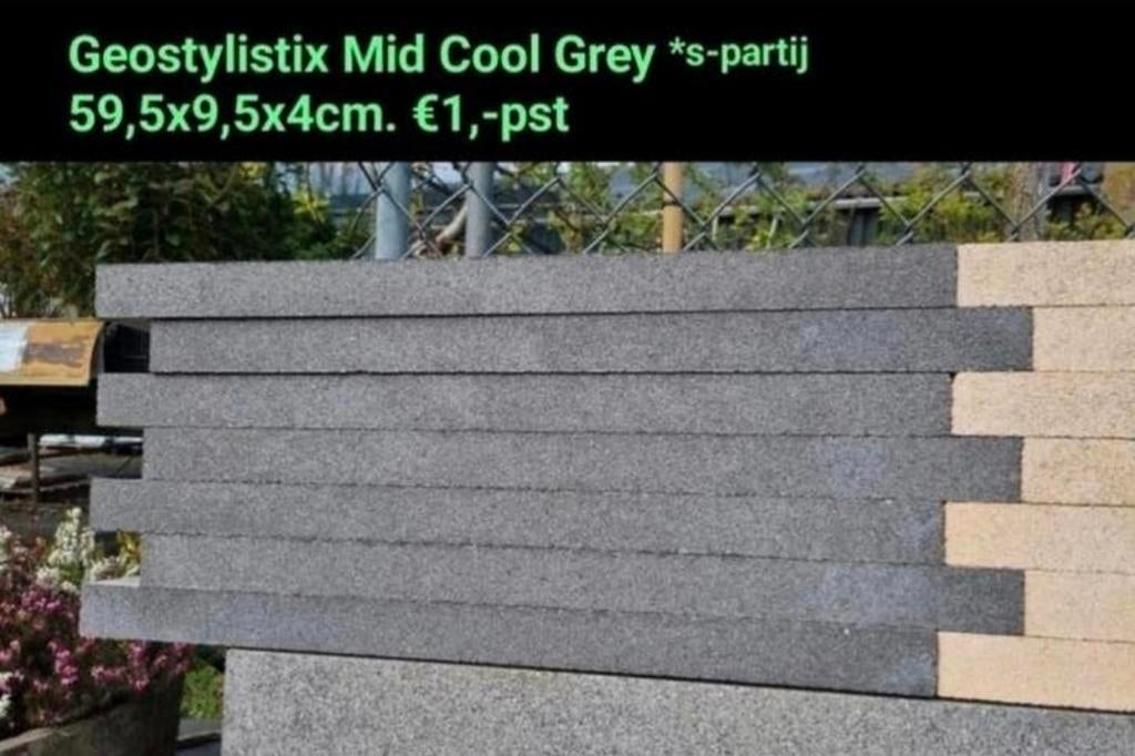 Geostylistix Mid cool grey gevelsteen stapelblok s-partij, Blok, Nieuw, Ophalen of Verzenden, Minder dan 25 cm