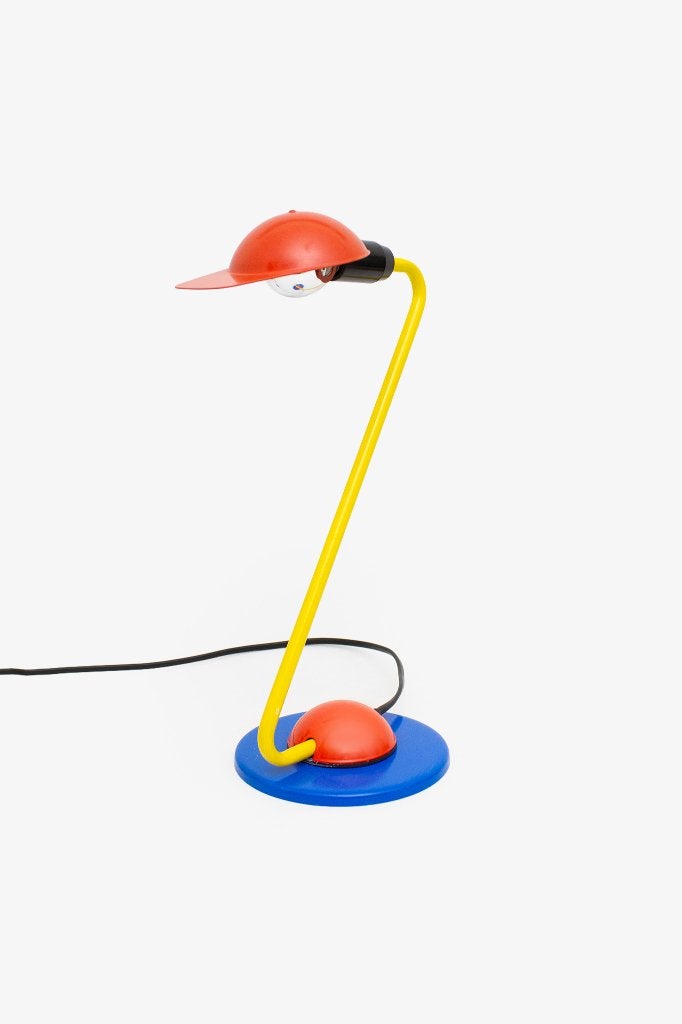 Jaren 80 Hema Memphis stijl bureaulamp met petje, Ophalen, Memphis, HEMA, Zo goed als nieuw