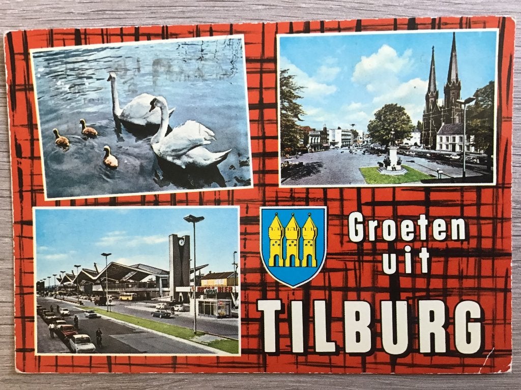 Vintage Ansichtkaart Groeten uit Tilburg (1974), Ophalen of Verzenden, 1960 tot 1980, Gelopen, Noord-Brabant