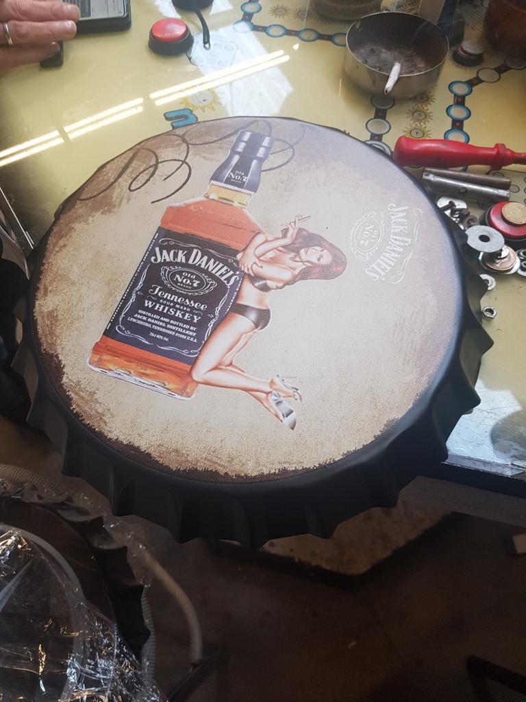 Jack Daniels dop doorsnede 30cm, Ophalen, Zo goed als nieuw, Reclamebord