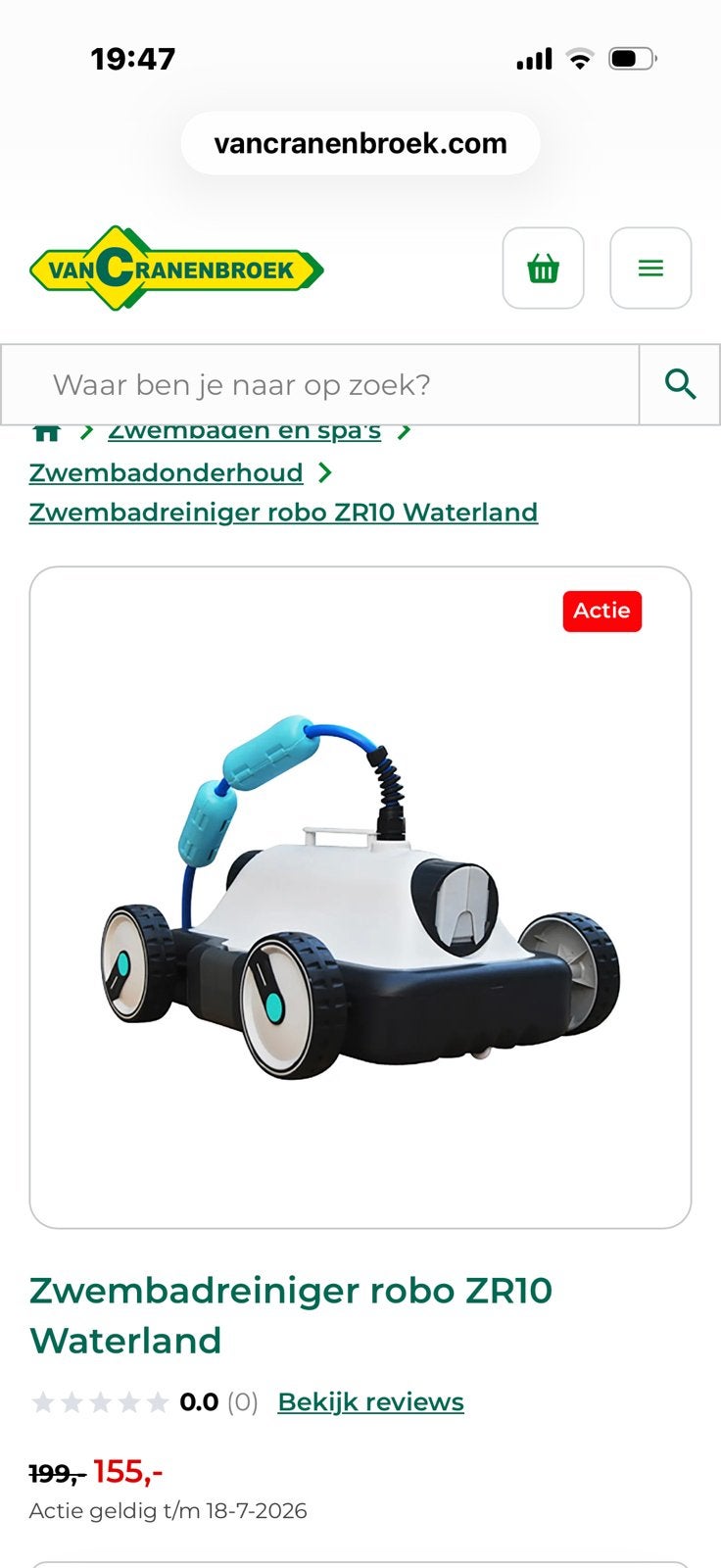 Zwembad stofzuiger, Ophalen, Nieuw