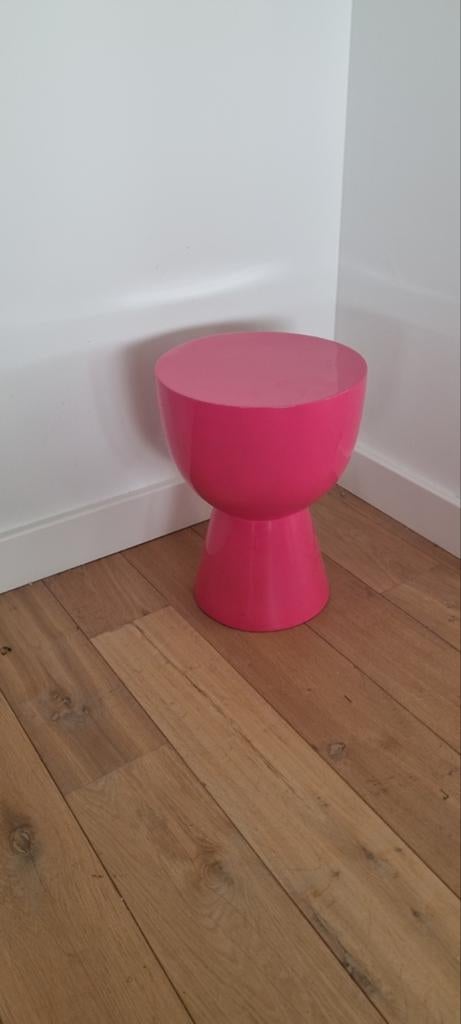 Roze bijzettafel 47cm hoog, 35cm breed, Huis en Inrichting, Tafels | Bijzettafels, Gebruikt, Rond, Ophalen, 45 tot 60 cm
