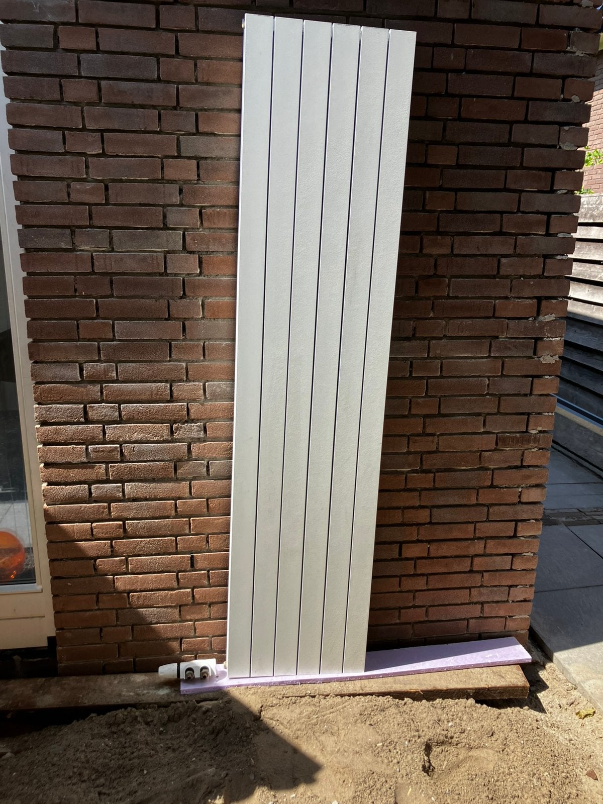 Designradiator verticaal 203 x 48 cm + thermostaatkraan, Ophalen, Radiator, Minder dan 60 cm, Zo goed als nieuw