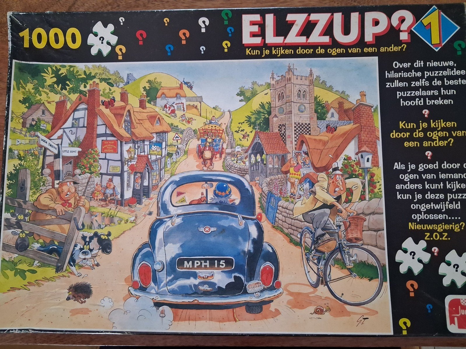 Elzzup?/Wasgij? nr.1- De zondagsrijders-1000 stukjes, Ophalen of Verzenden, 500 t/m 1500 stukjes, Gebruikt, Legpuzzel
