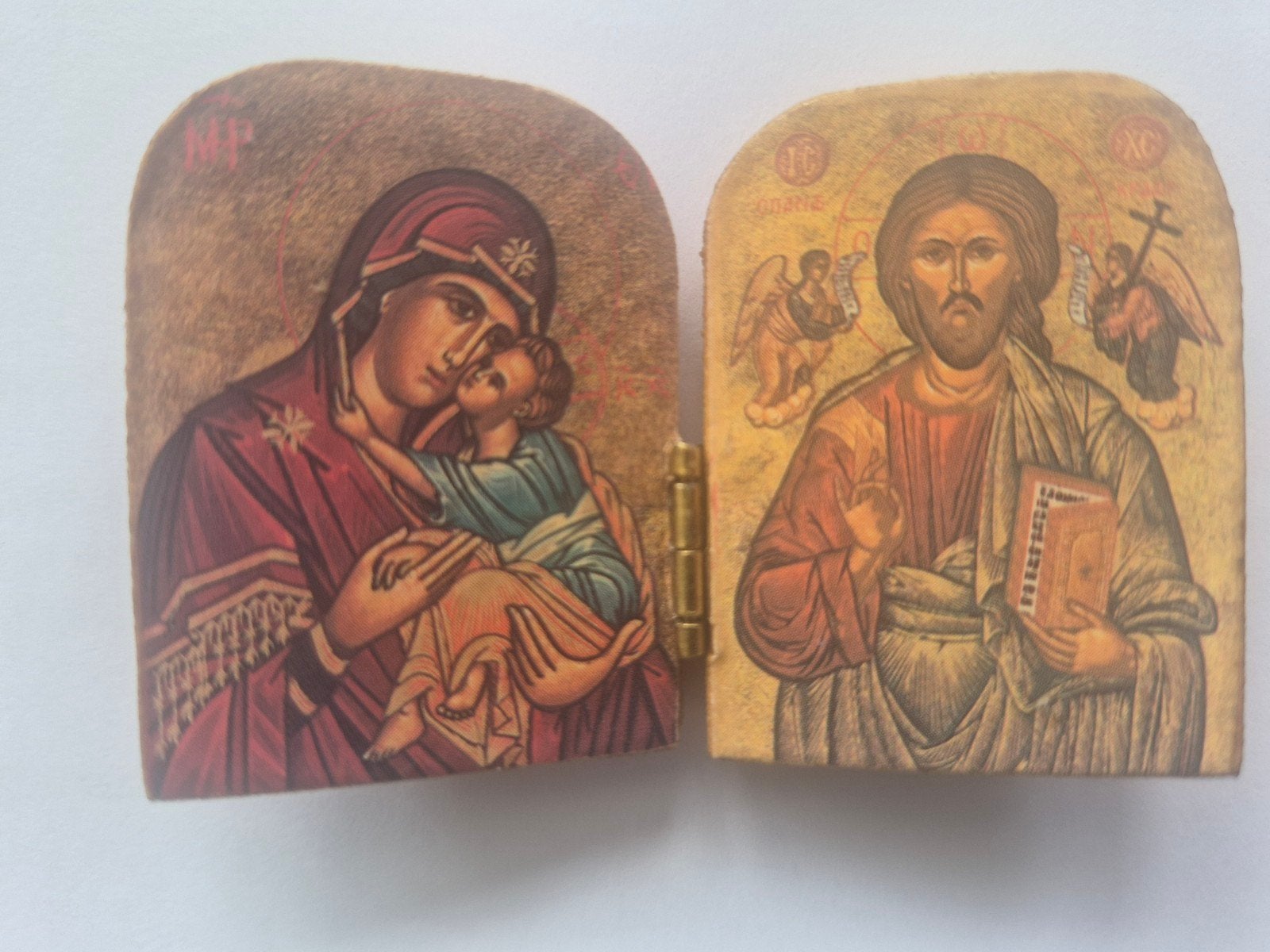 Houten icoon met Maria en Jezus, Ophalen of Verzenden