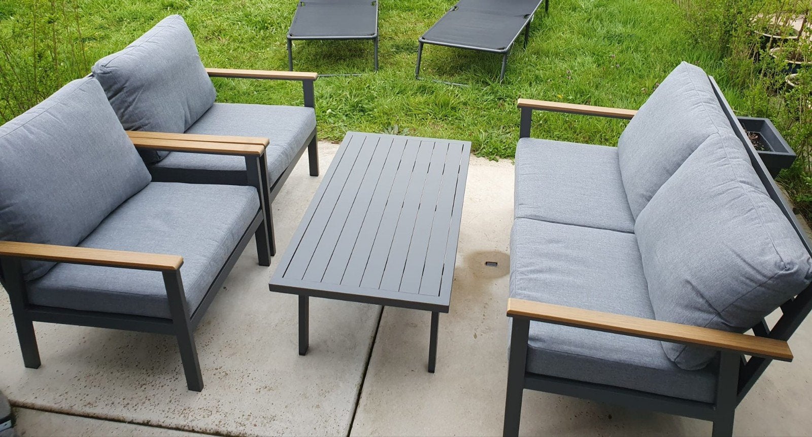 Tuinset, Tuin en Terras, Ophalen, 4 zitplaatsen, Gebruikt, Aluminium