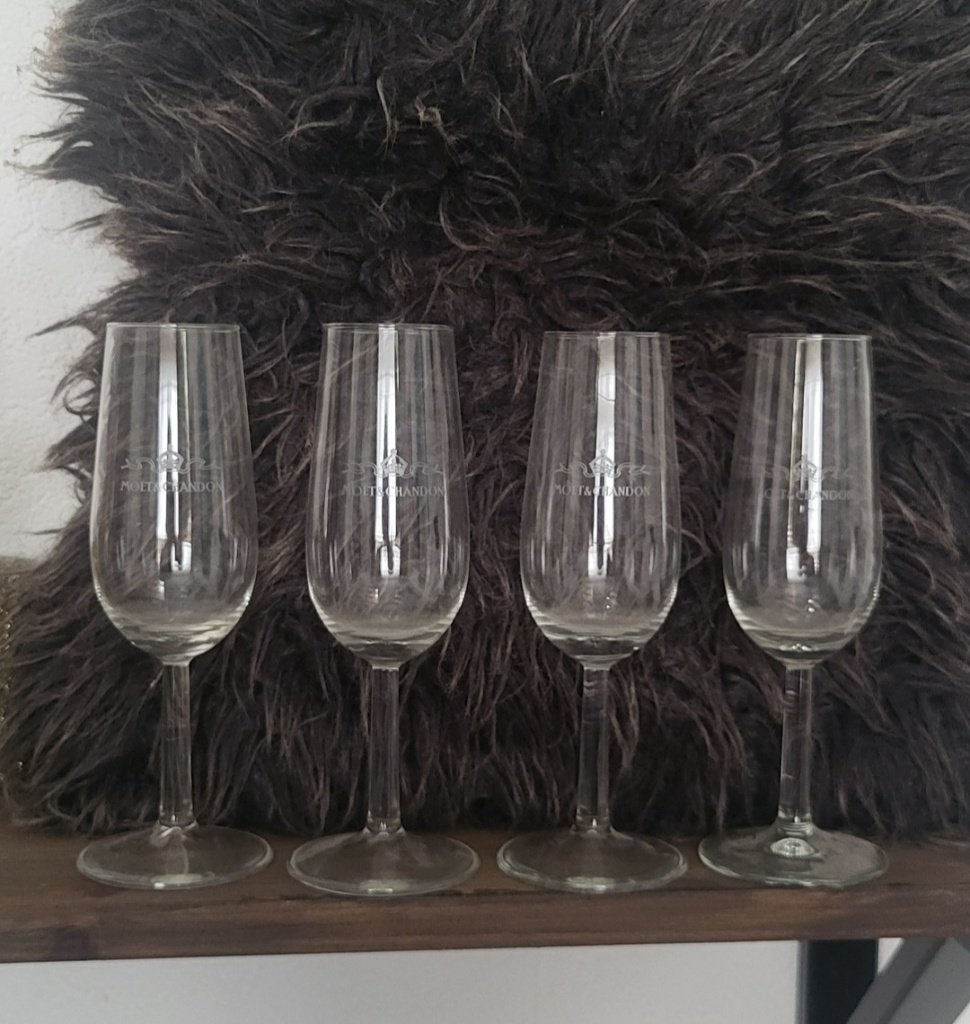 Set van 4 Moët & Chandon champagneglazen, samen 12,50, Verzamelen, Ophalen, Nieuw, Overige typen