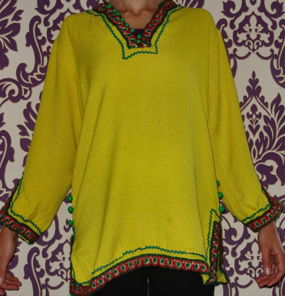 Hippie Gypsy Vintage Bohemian Retro Trui, Kleding | Dames, Ophalen of Verzenden, Gedragen, Maat 46/48 (XL) of groter, Geel