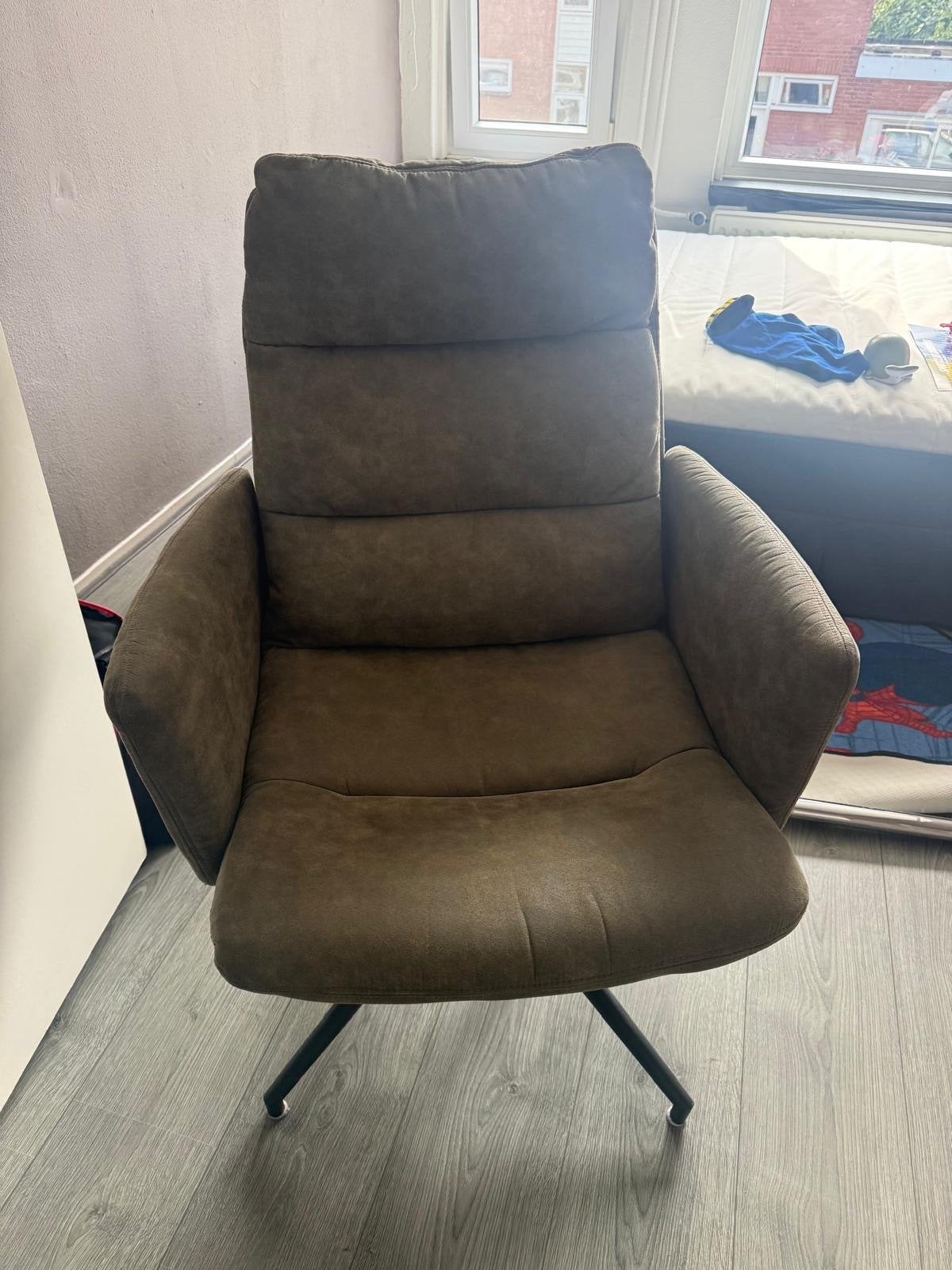 Comfortabele draaibare fauteuil - Groen, Gebruikt, Bruin, Ophalen of Verzenden, Eén