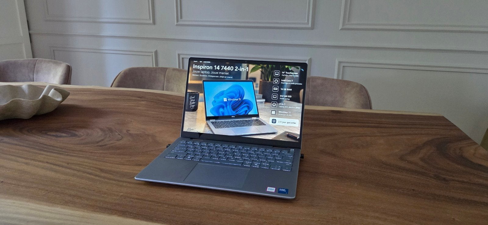 Dell Inspiron 14 7440 2-in-1 | Core 7 | 16GB | 512GB | Touch, Qwerty, Zo goed als nieuw, Dell, SSD