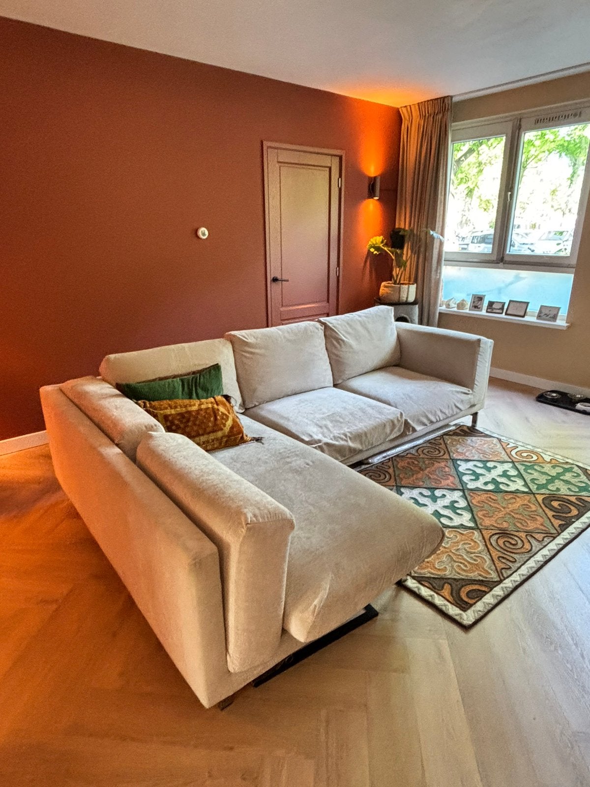 Ikea Nockeby hoekbank met Designers Guild hoes., Ophalen, Zo goed als nieuw