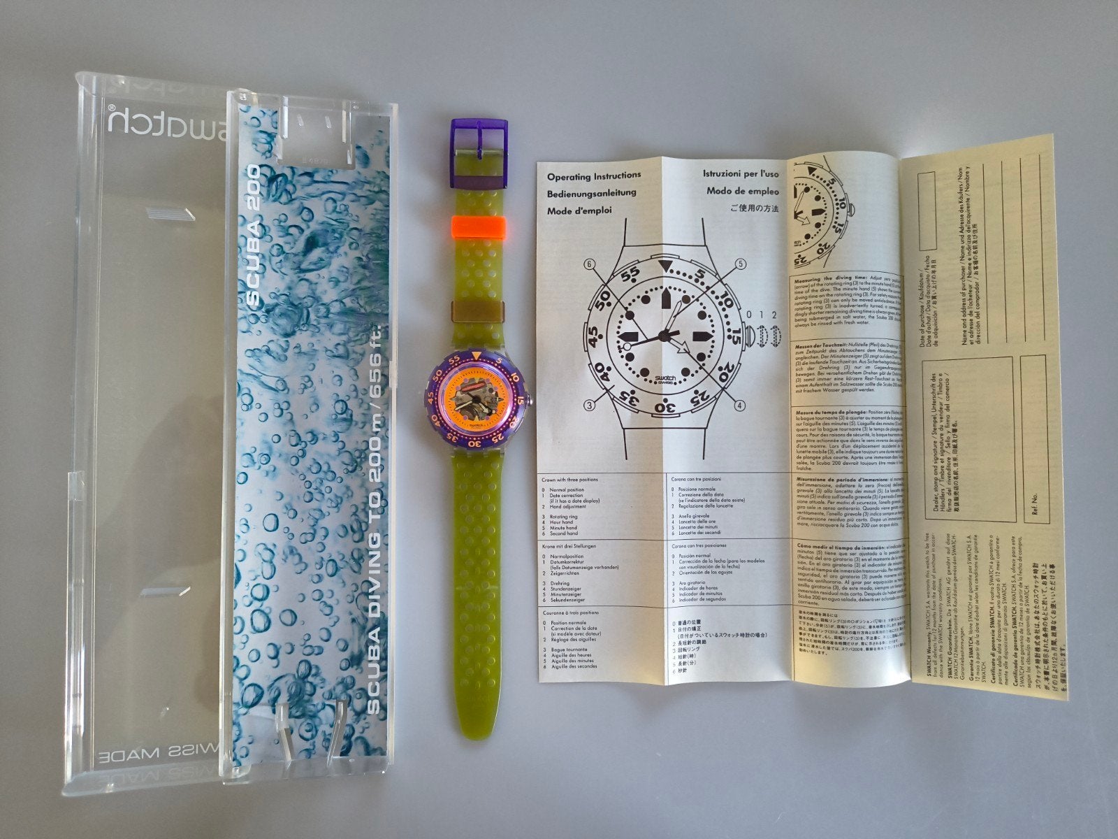 Vintage Swatch Scuba 200, Kunststof, Polshorloge, Swatch, Nieuw