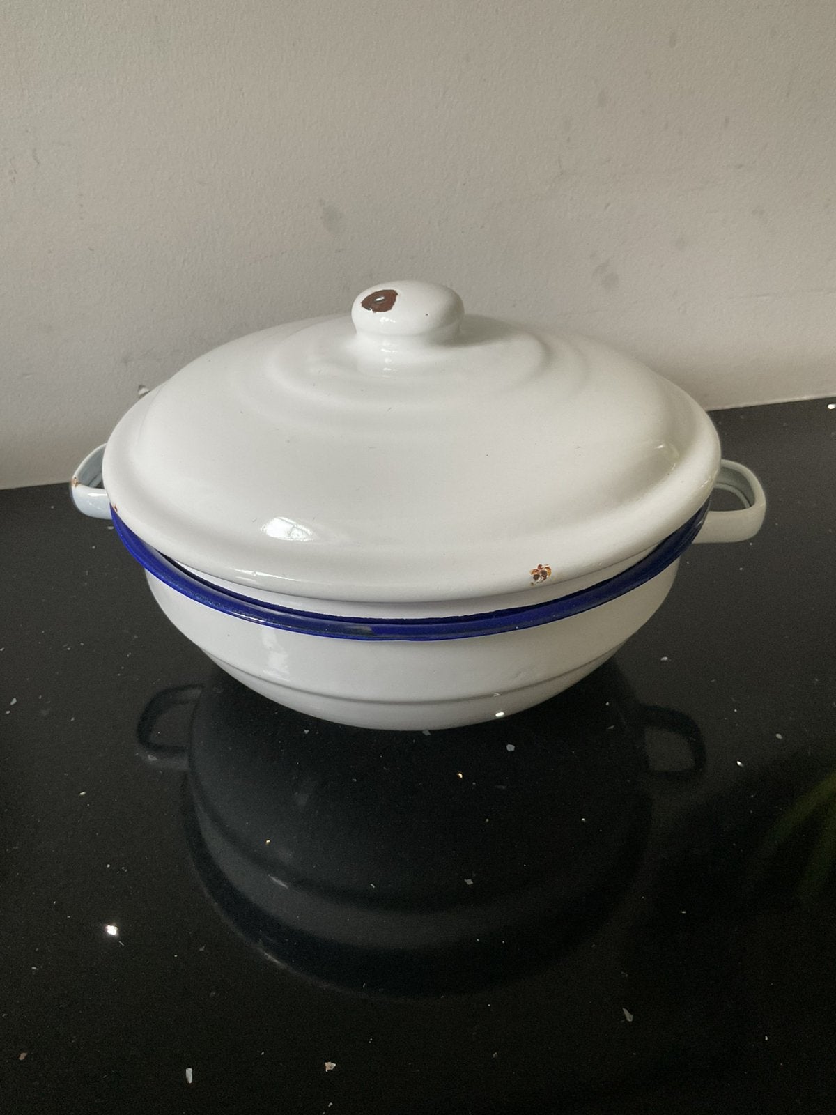 Brocante emaille pannetje, Ophalen of Verzenden