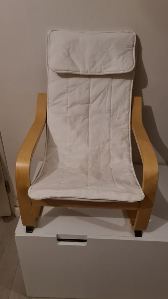 Ikea Kinderfauteuil Poäng - Wit met Houten Frame, Ophalen of Verzenden, Gebruikt, Stoel(en)