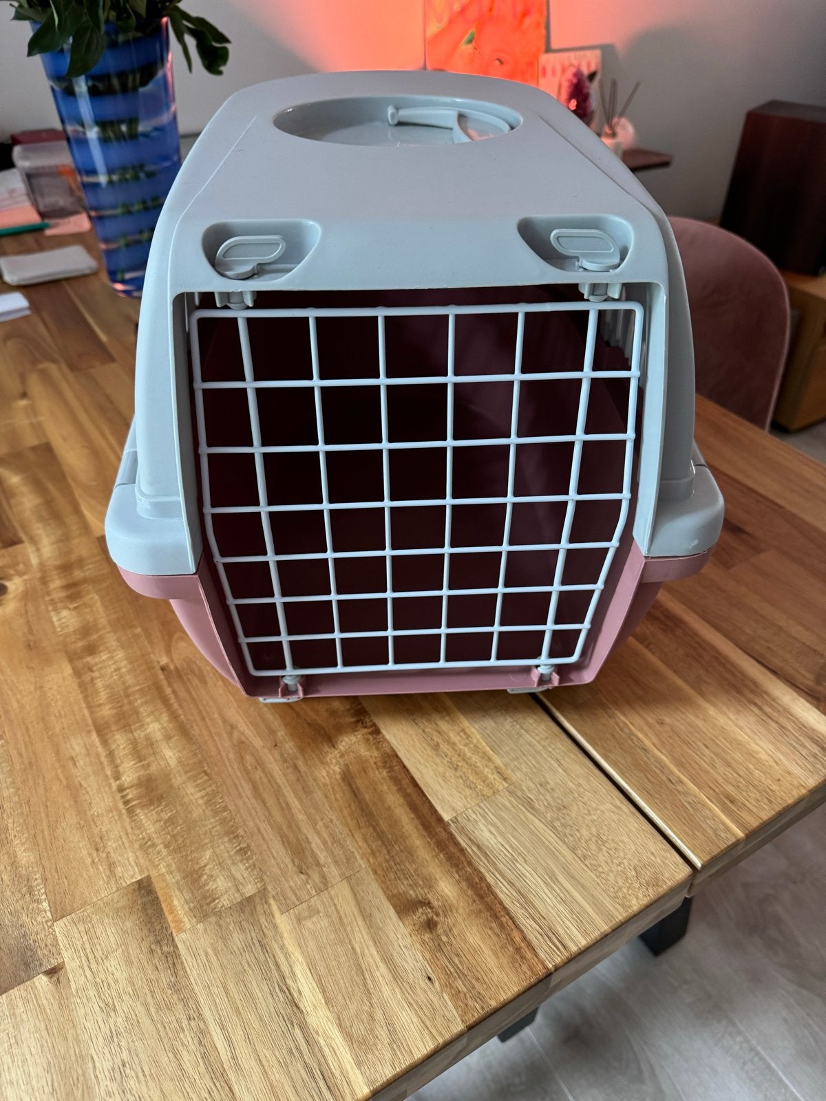 Reiskoffer kat grijs roze zo goed als nieuw, Dieren en Toebehoren, Ophalen, Zo goed als nieuw