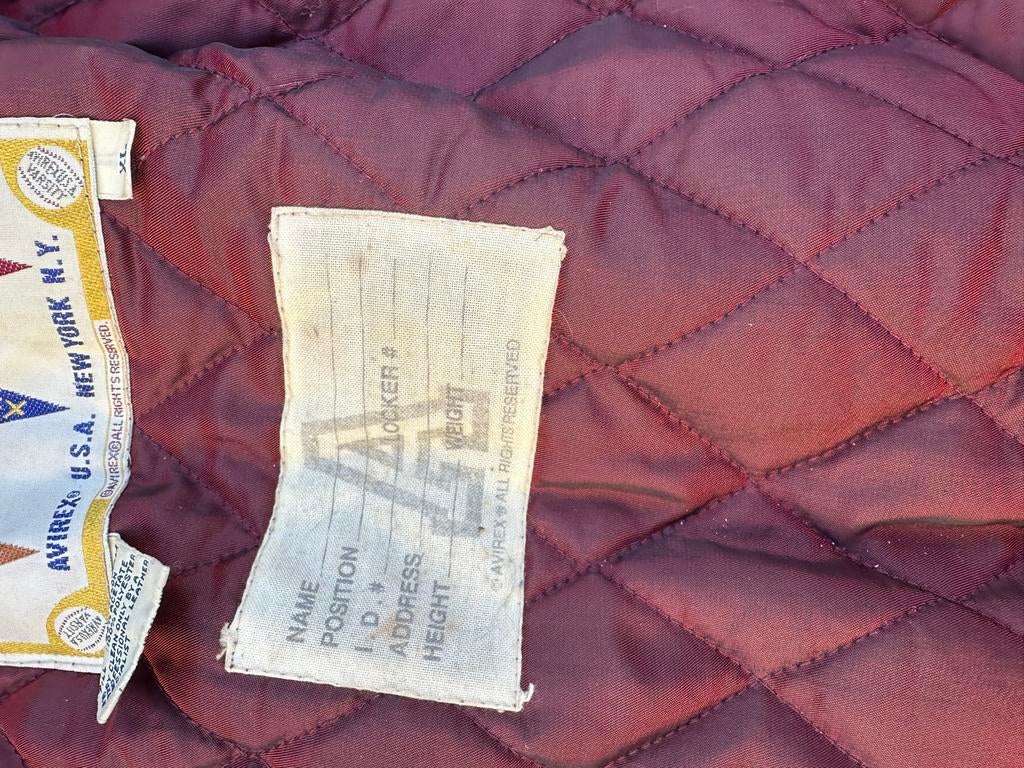 Vintage Avirex Varsity Leren jas Zwart/Beige, Ophalen of Verzenden, Gedragen, Overige maten, Zwart