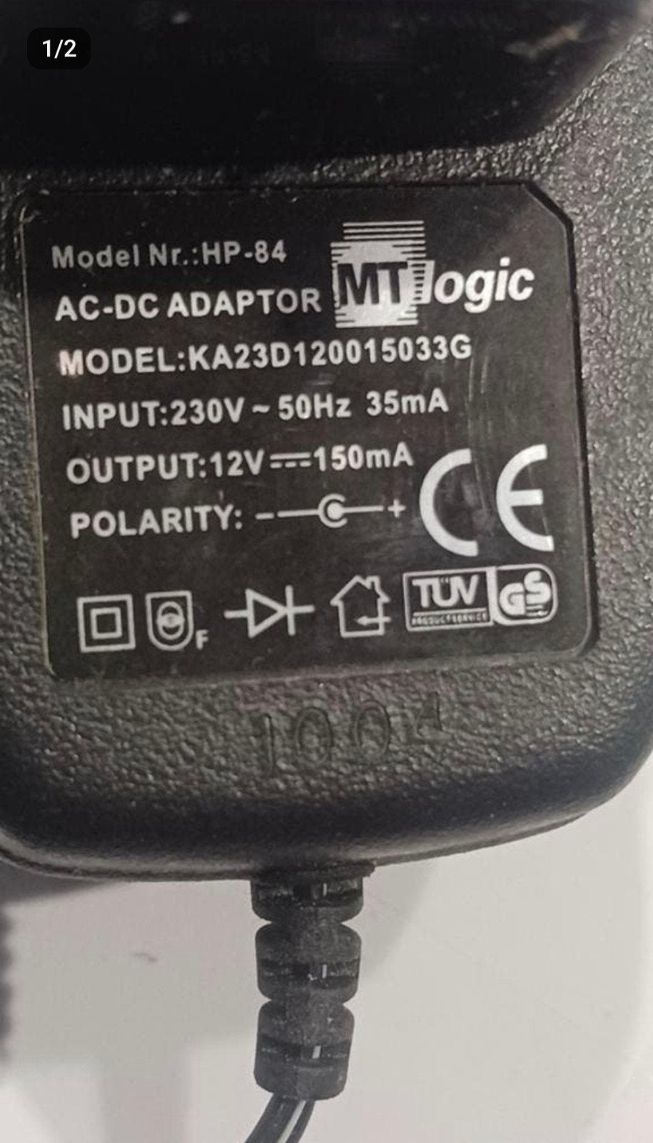 MTlogic AC-DC Adapter HP-84, 12V 150mA, Ophalen of Verzenden, Gebruikt, MTlogic