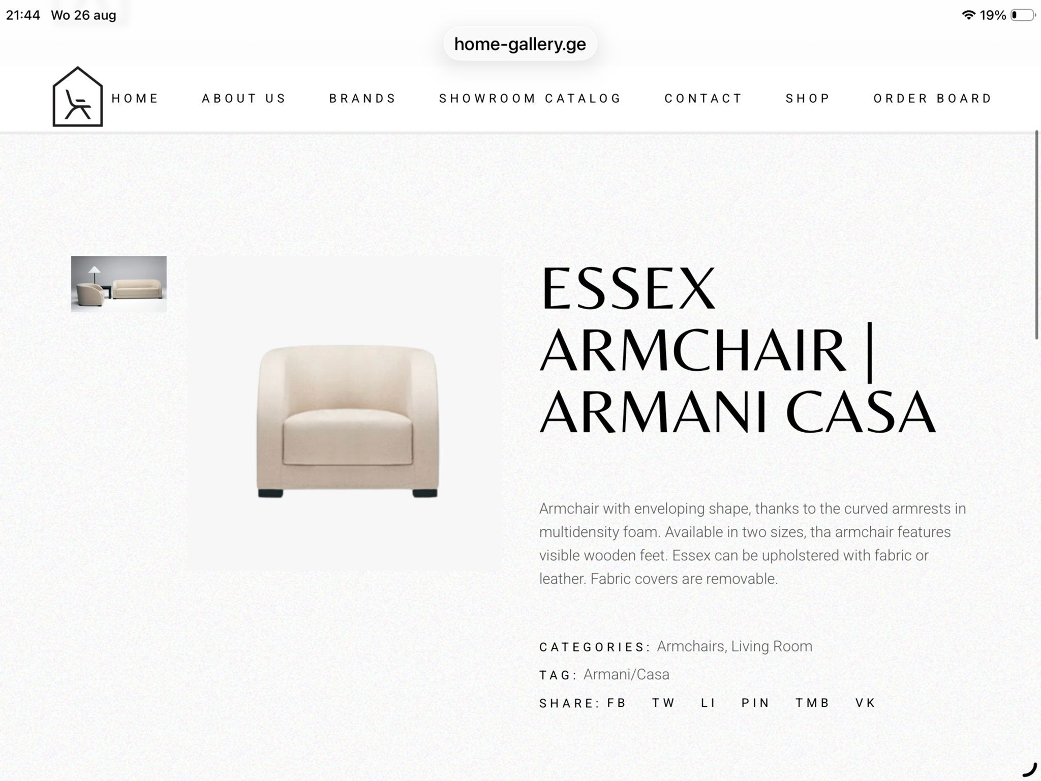 Armani Casa Essex Fauteuils voor de kenners, Ophalen of Verzenden, Zo goed als nieuw, Stof, 75 tot 100 cm