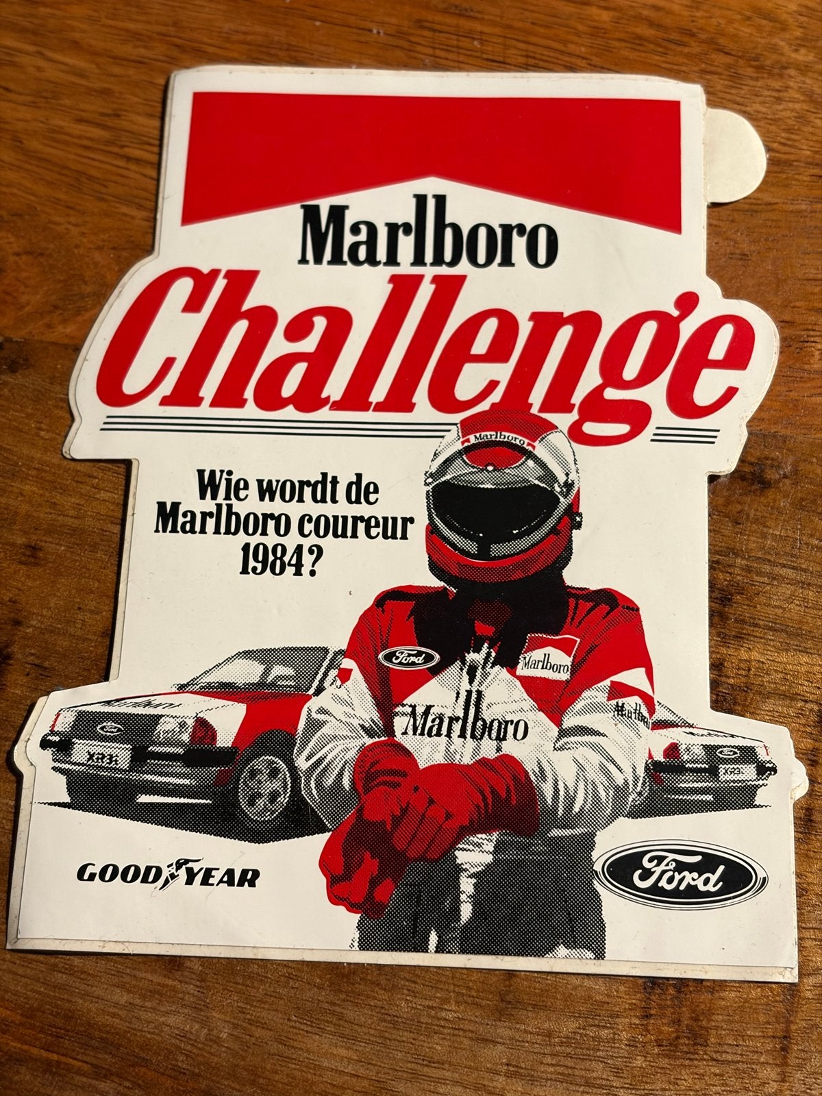 Vintage Marlboro Challenge Sticker 1984 - Ford autosport, Verzamelen, Ophalen of Verzenden, Gebruikt, Auto's