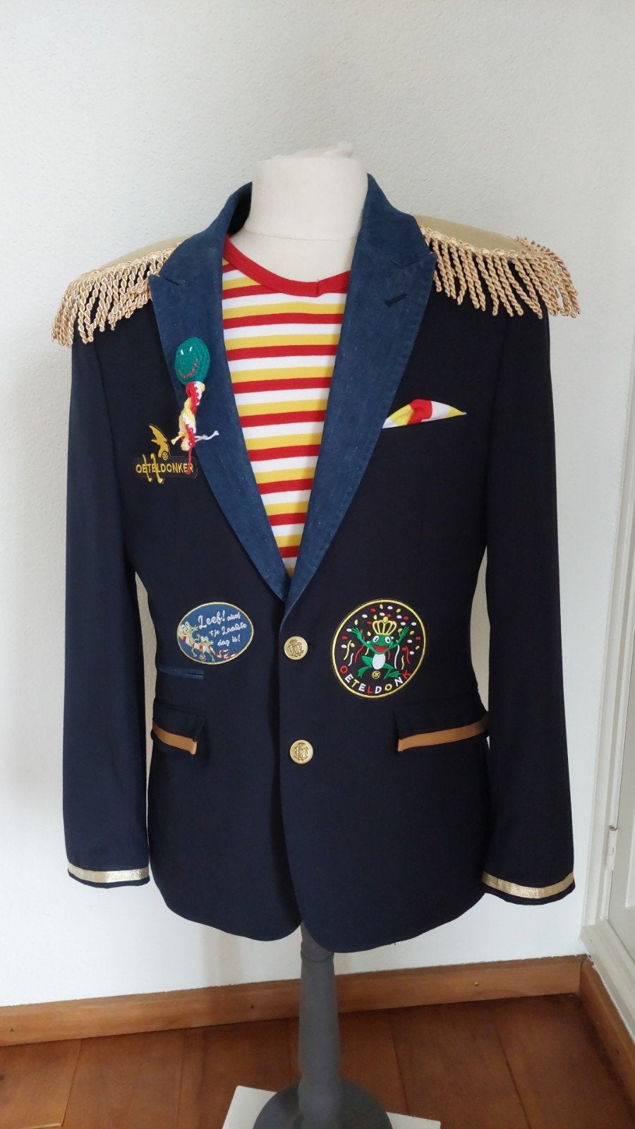 Oeteldonk zwart/spijker heren jasje maat 48, Carnaval, Maat 48/50 (M), Ophalen of Verzenden, Zo goed als nieuw