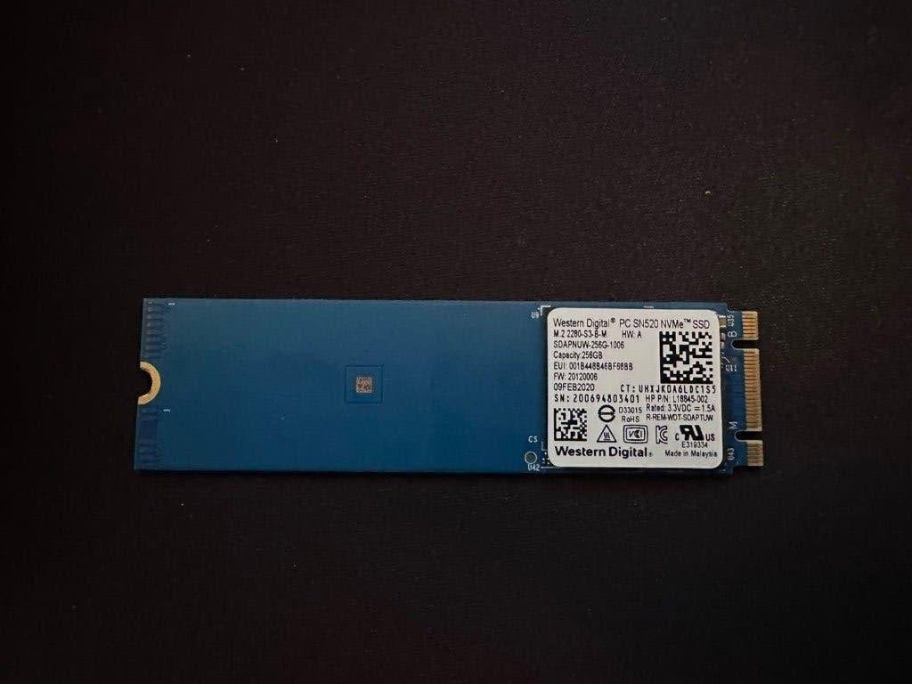 2 x Western Digital PC SN520 - 256 GB NVMe M.2 SSD, Intern, Gebruikt, SSD, 256 GB