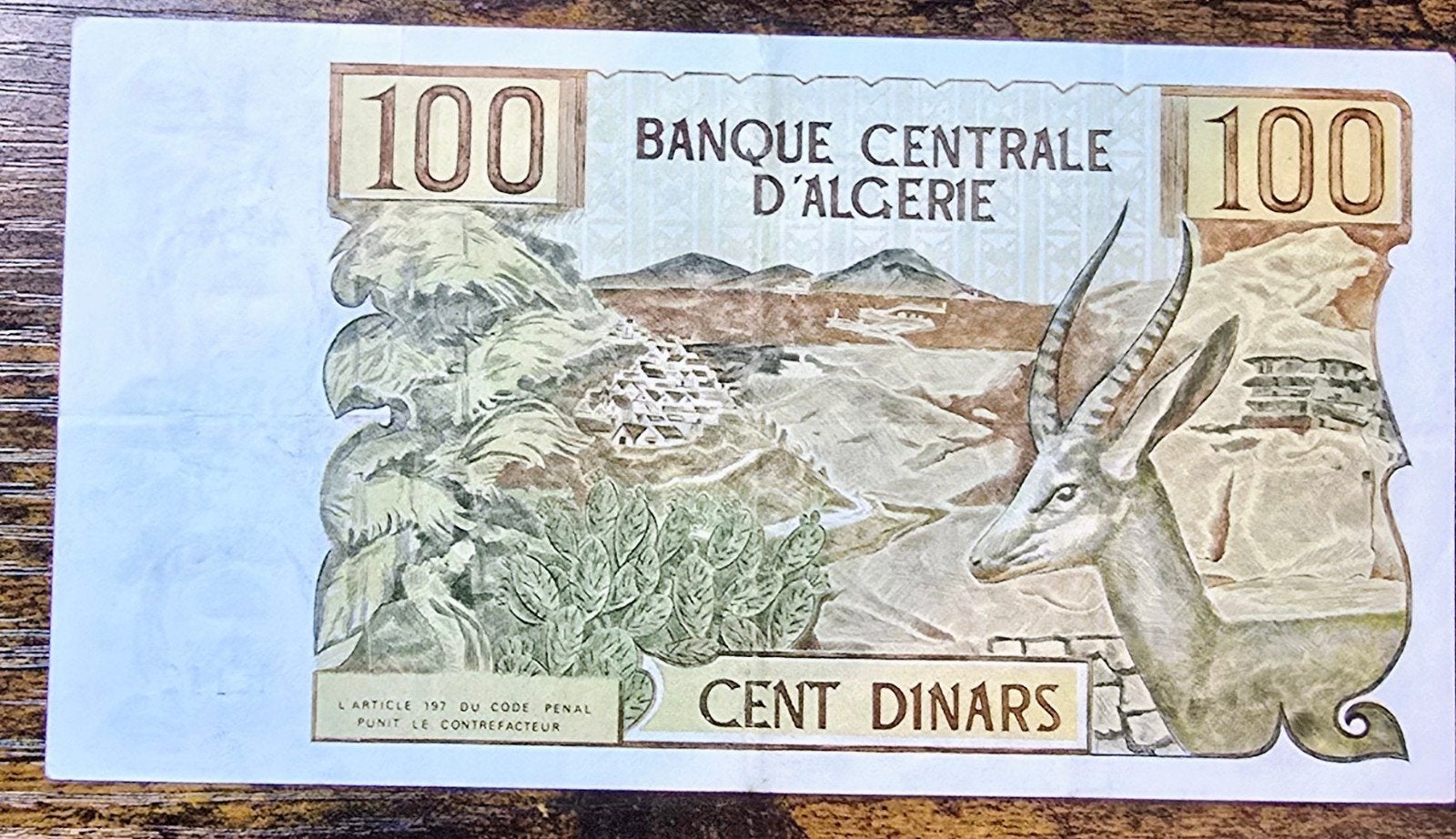 Algerije 100 Dinar 1970 - Zeldzaam bankbiljet, Postzegels en Munten, Bankbiljetten | Afrika, Ophalen of Verzenden