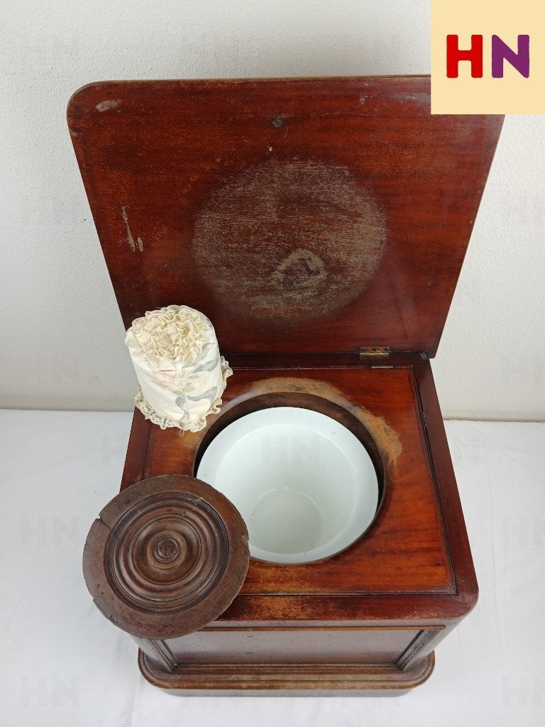 Antieke Toiletstoel Kakstoel Mahonie Hout Antiek meubel, Ophalen of Verzenden