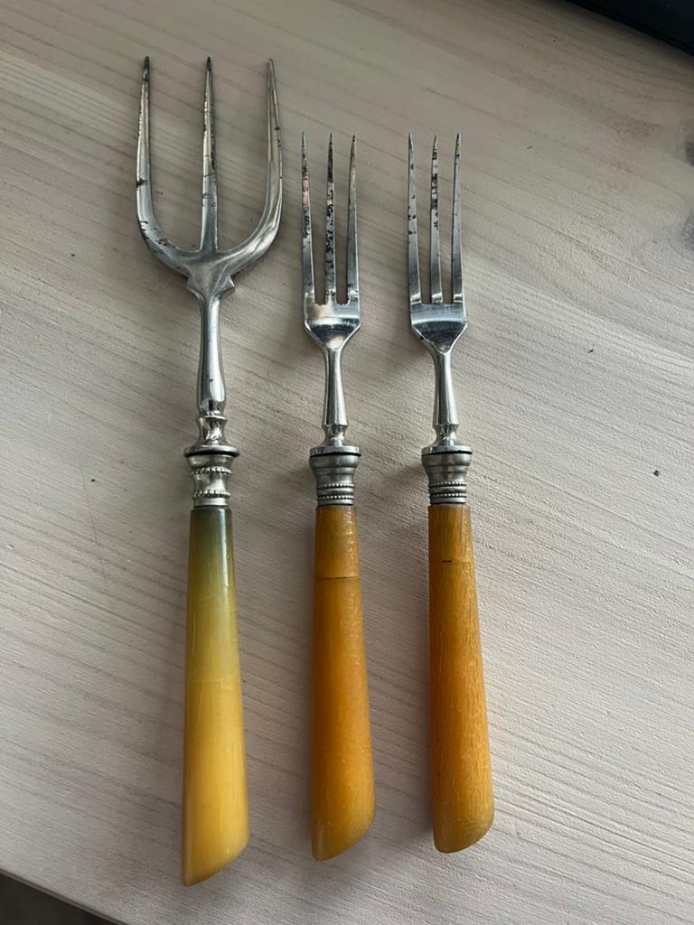 Antieke vorken met beender handvat, Ophalen of Verzenden