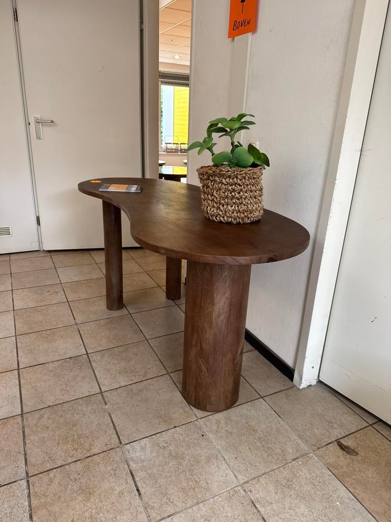 Japandi Bureau mangohout 160x70x75, Huis en Inrichting, Bureaus, Demontabel, 160 cm, Hout, 70 cm