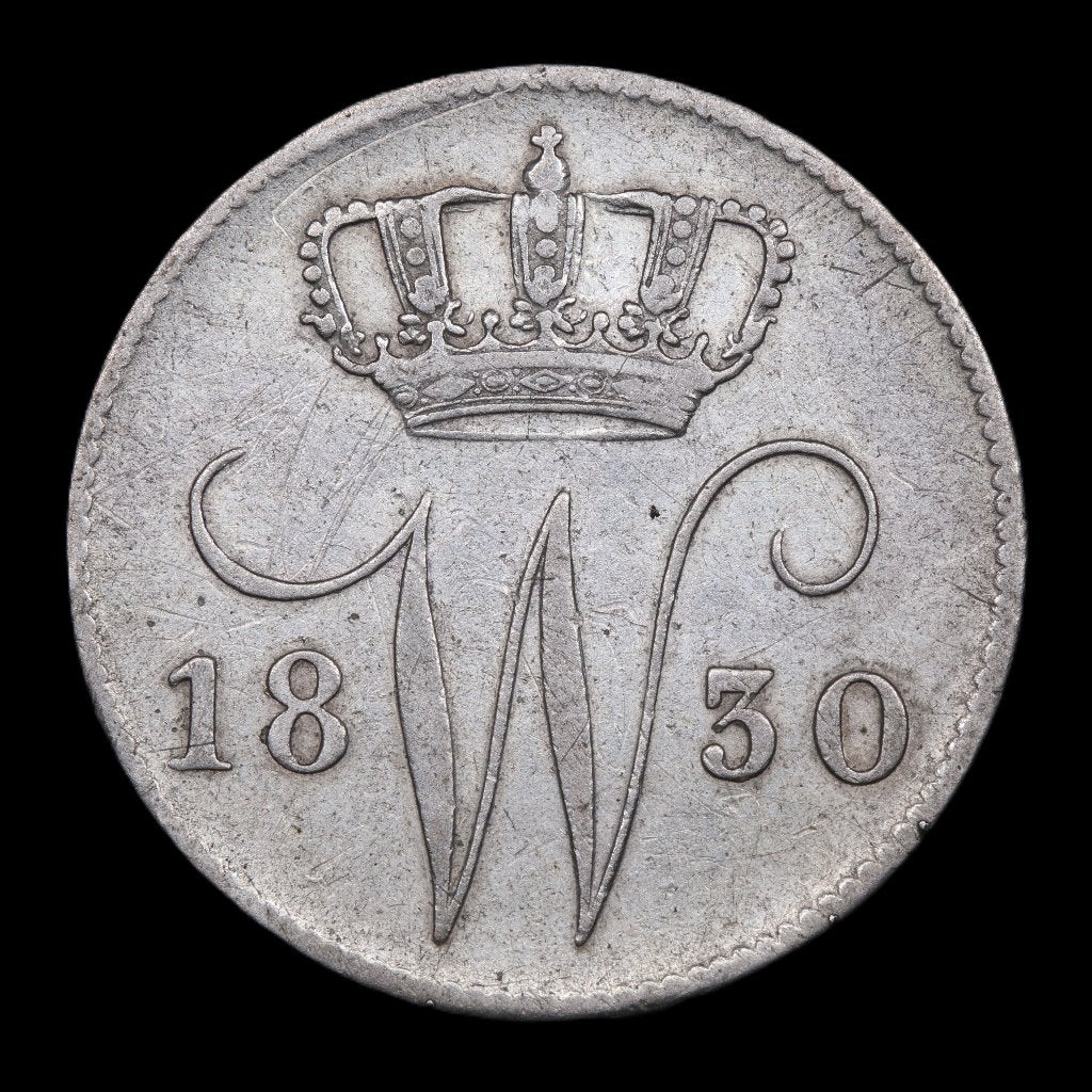 25 cent 1830 Brussel. Zfr/ Pr., Zilver, 25 cent, Ophalen of Verzenden, Koning Willem I