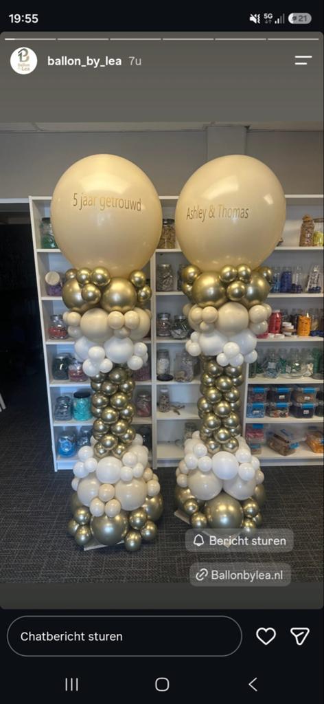 Ballonnen pilaren met of zonder tekst, Ophalen of Verzenden, Nieuw, Versiering, Verjaardag