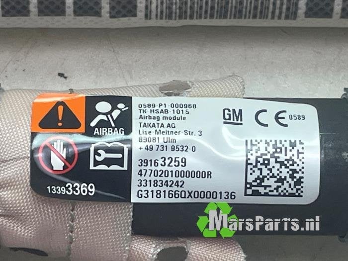 Airbag hemel rechts van een Opel Astra, Gebruikt, -, -, Opel
