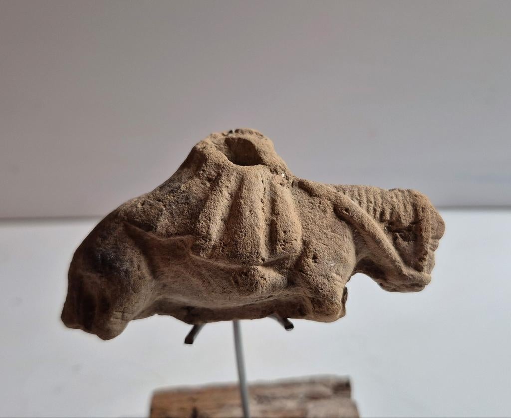 Oud Romeins terracotta fragment van paard met ruiter, Ophalen of Verzenden