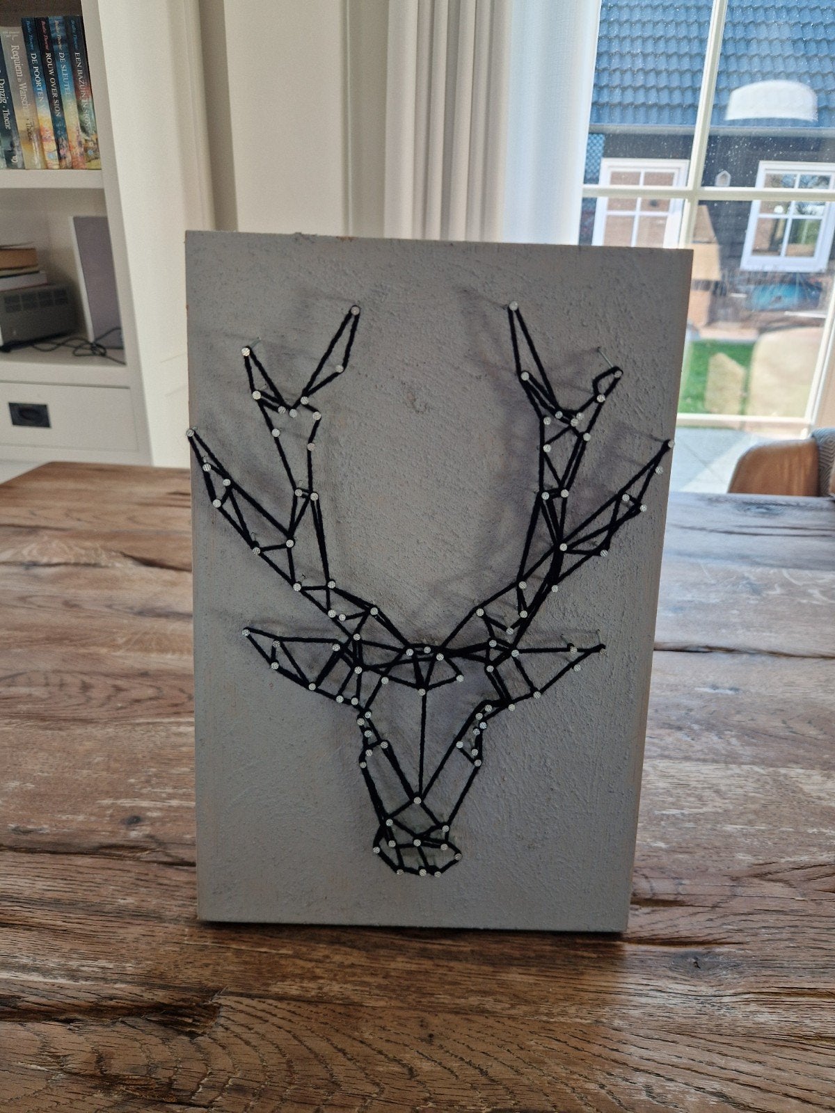 Wand-/muurdecoratie plankje hert, 30 cm, Gebruikt, 20 cm, Hout