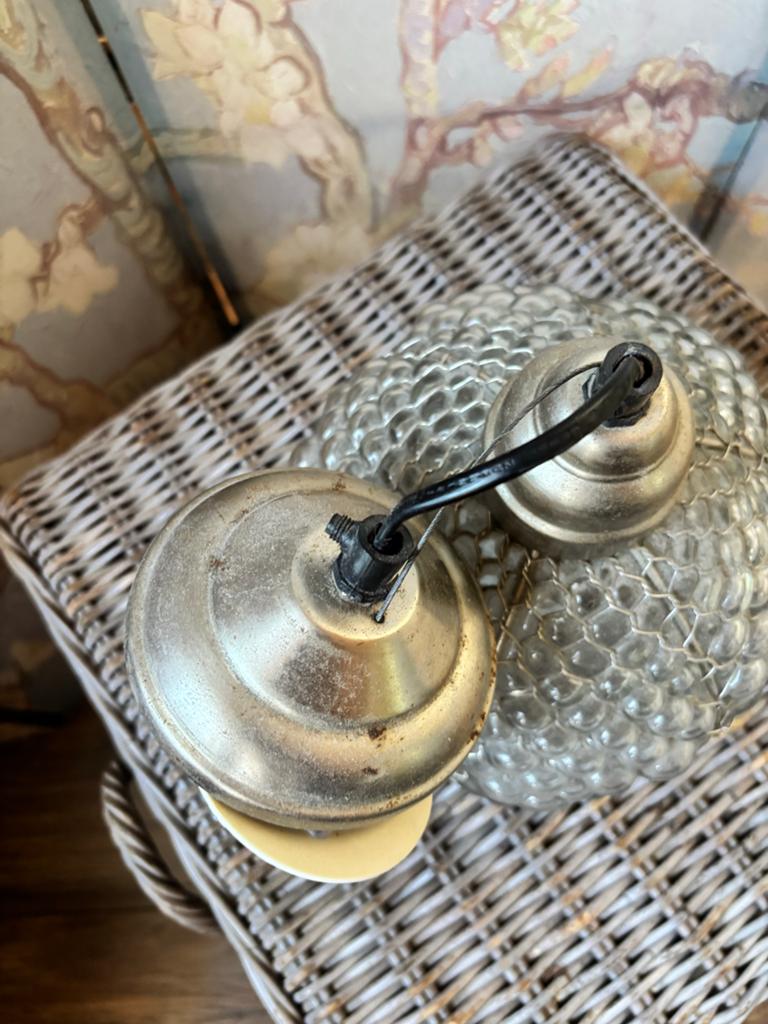 Vintage bubble /druivenglas lamp -jaren 70 - industrieel, Gebruikt, Vintage, Ophalen of Verzenden, Glas