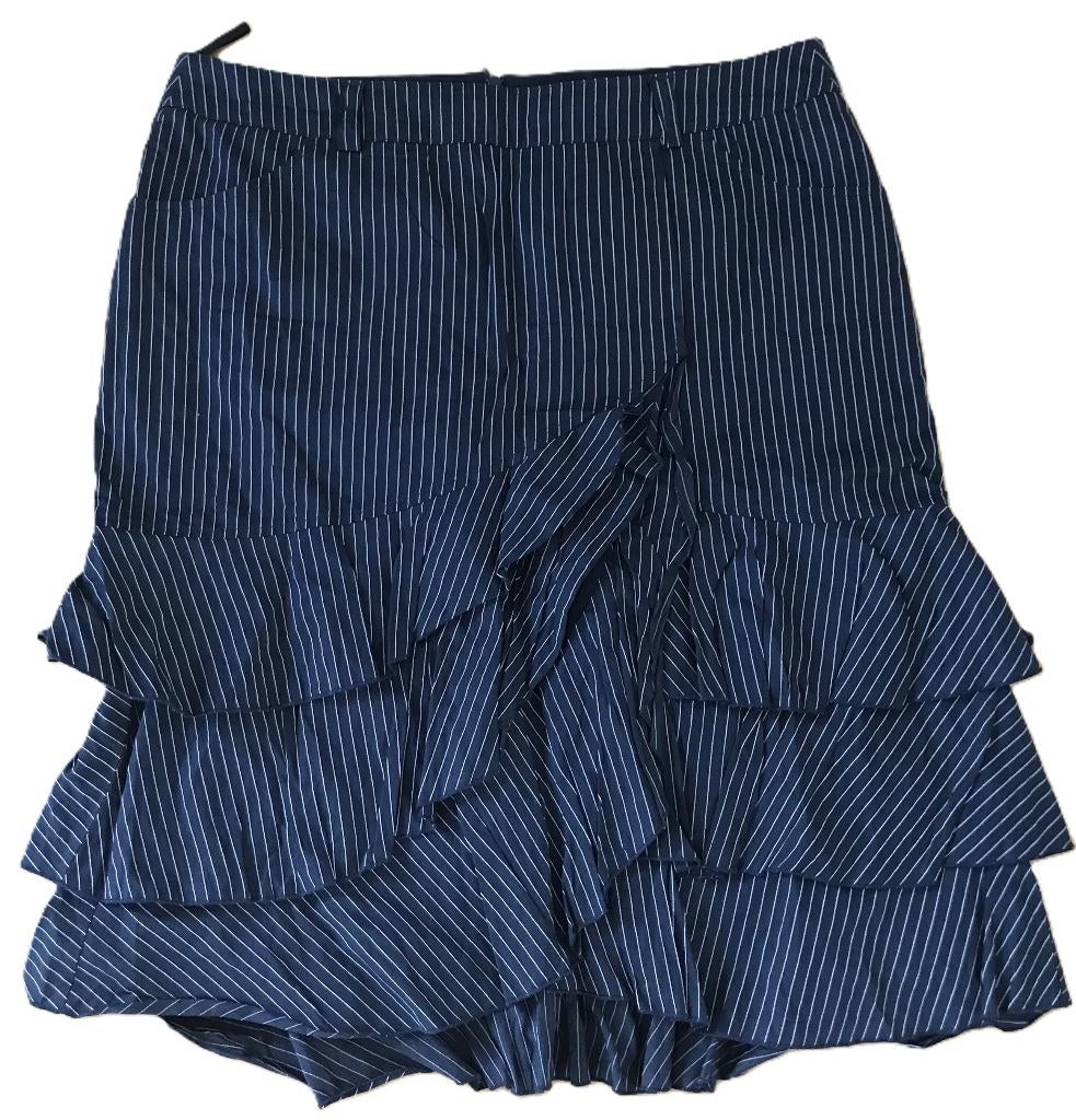 SENSA DONNA prachtige rok ruches krijtstreep blauw wit , Kleding | Dames, Rokken, Zo goed als nieuw, Knielengte, Verzenden, Blauw