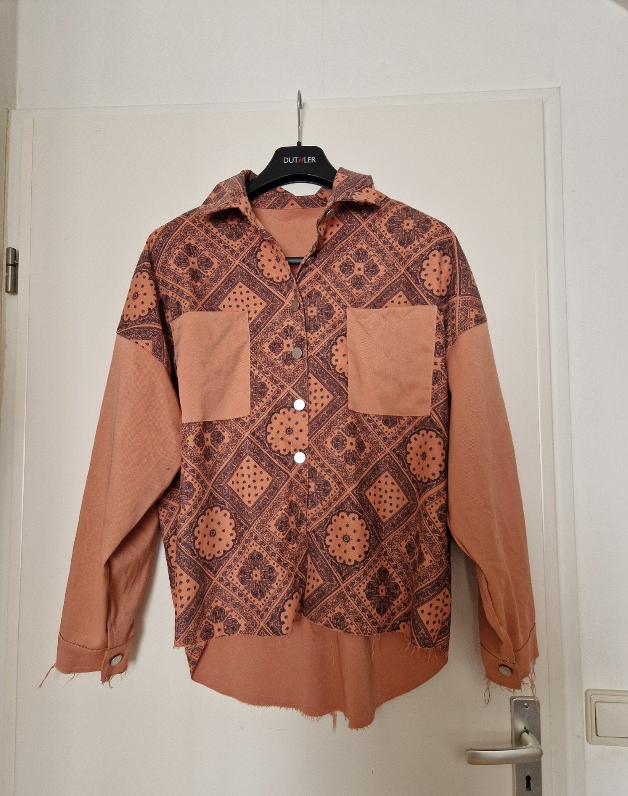 blouse overhemd maat l koraal boho bohemian bandana jacket, Ophalen of Verzenden, Zo goed als nieuw, Maat 38/40 (M), Rood