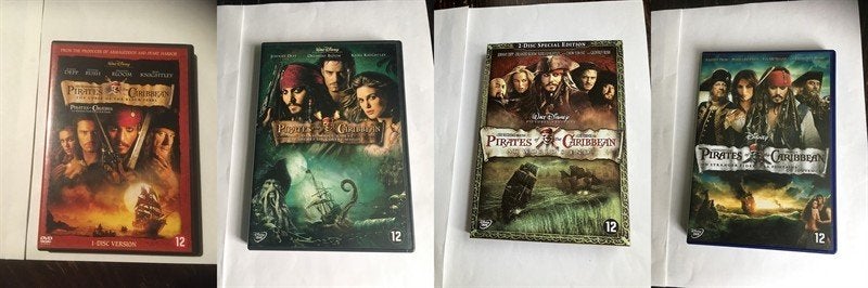 pirates of the caribbean 1 2 3 4 dvd 1 t/m 4, Alle leeftijden, Ophalen of Verzenden, Zo goed als nieuw, Nederlands
