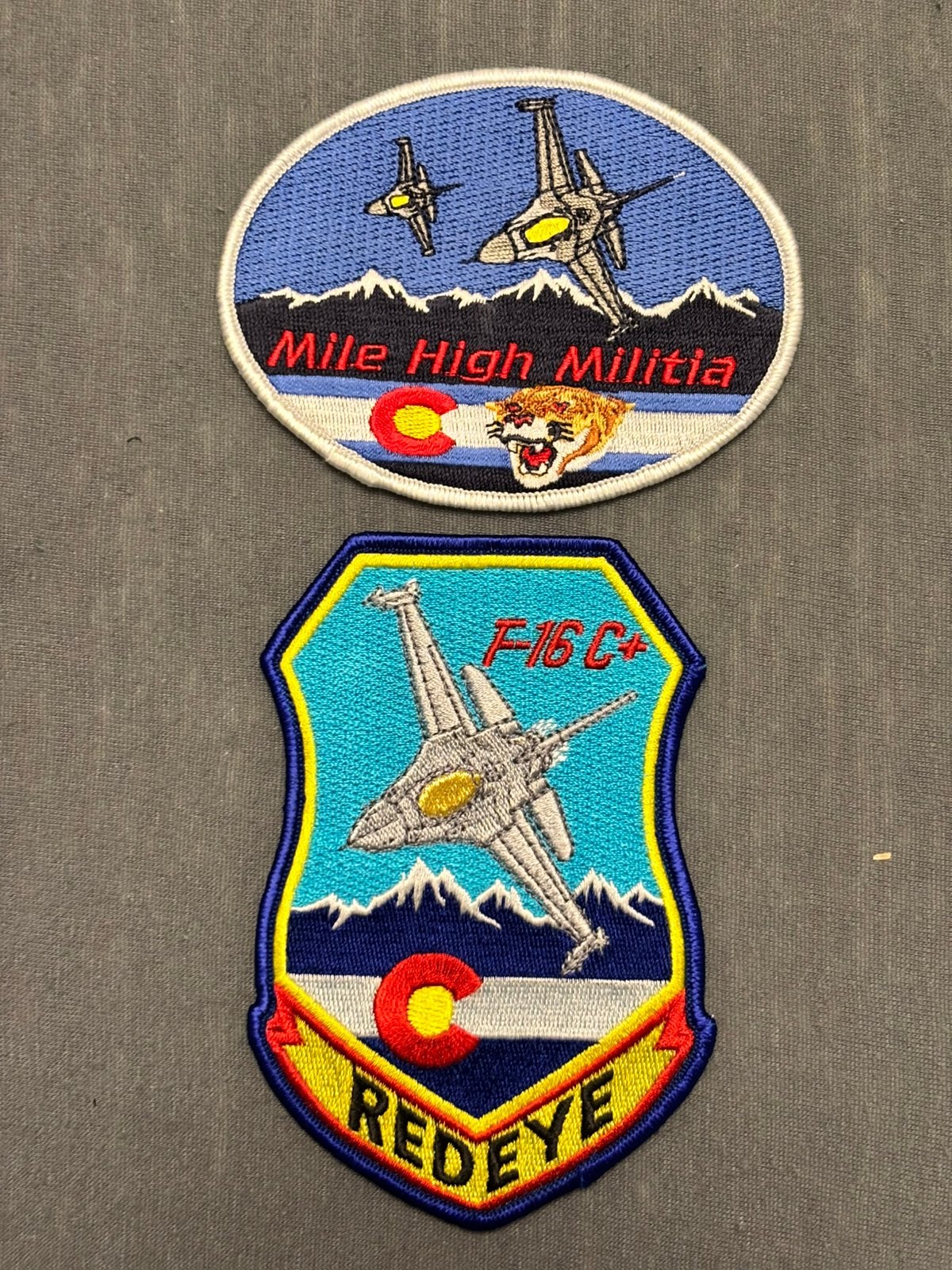 Setje USAF F-16C red eye, Verzamelen, Verzenden, Nieuw, Patch, Badge of Embleem