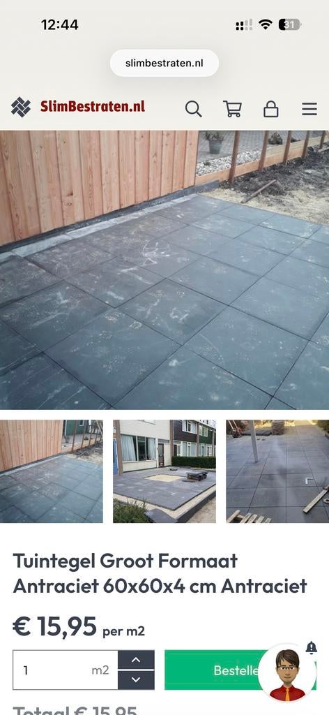 GEZOCHT: Paar antraciet tegels 60x60x4 cm, Tuin en Terras, Ophalen, Nieuw, Minder dan 5 m², Beton