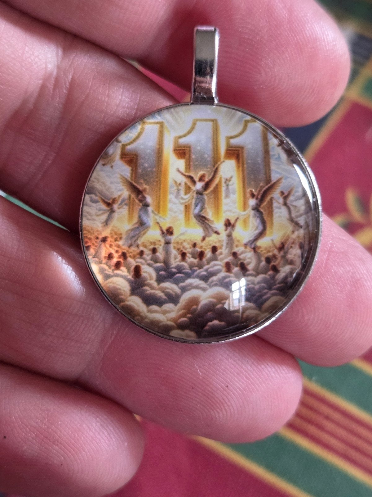 Hanger met 1111 Engelen afbeelding op is op !, Overige kleuren, Glas of Kristal, Nieuw, Ophalen of Verzenden