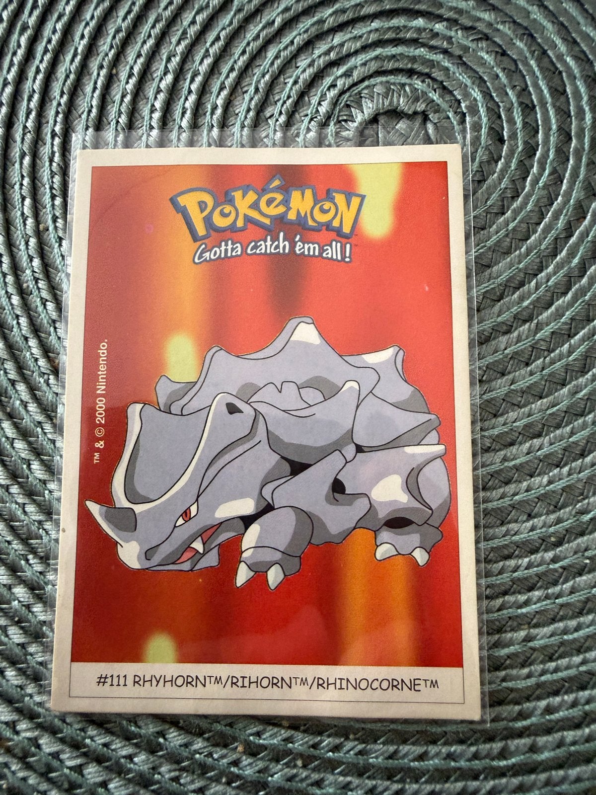 Dunkin Boomer Pokemon kaart Rhyhorn #111, Hobby en Vrije tijd, Verzamelkaartspellen | Pokémon, Ophalen of Verzenden, Gebruikt
