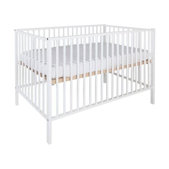 Wit babybedje met matras en lattenbodem, Kinderen en Baby's, Gebruikt, 70 tot 85 cm, Minder dan 140 cm, Ophalen