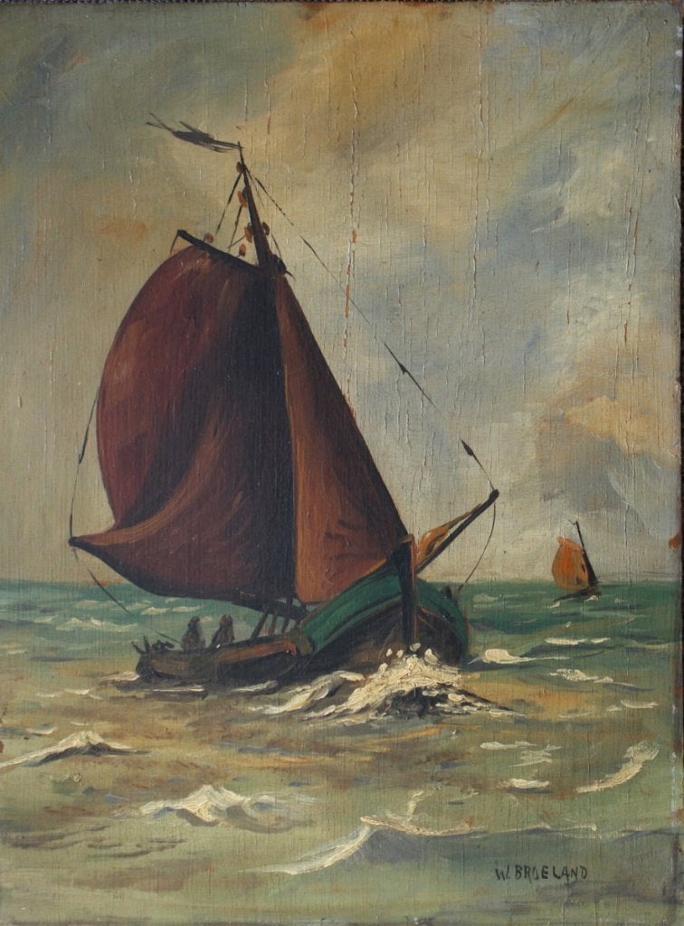 Olieverf op board, zeilboten, voluit gesigneerd., Maritiem / water, Overige ondergronden, Ophalen of Verzenden, Olieverf