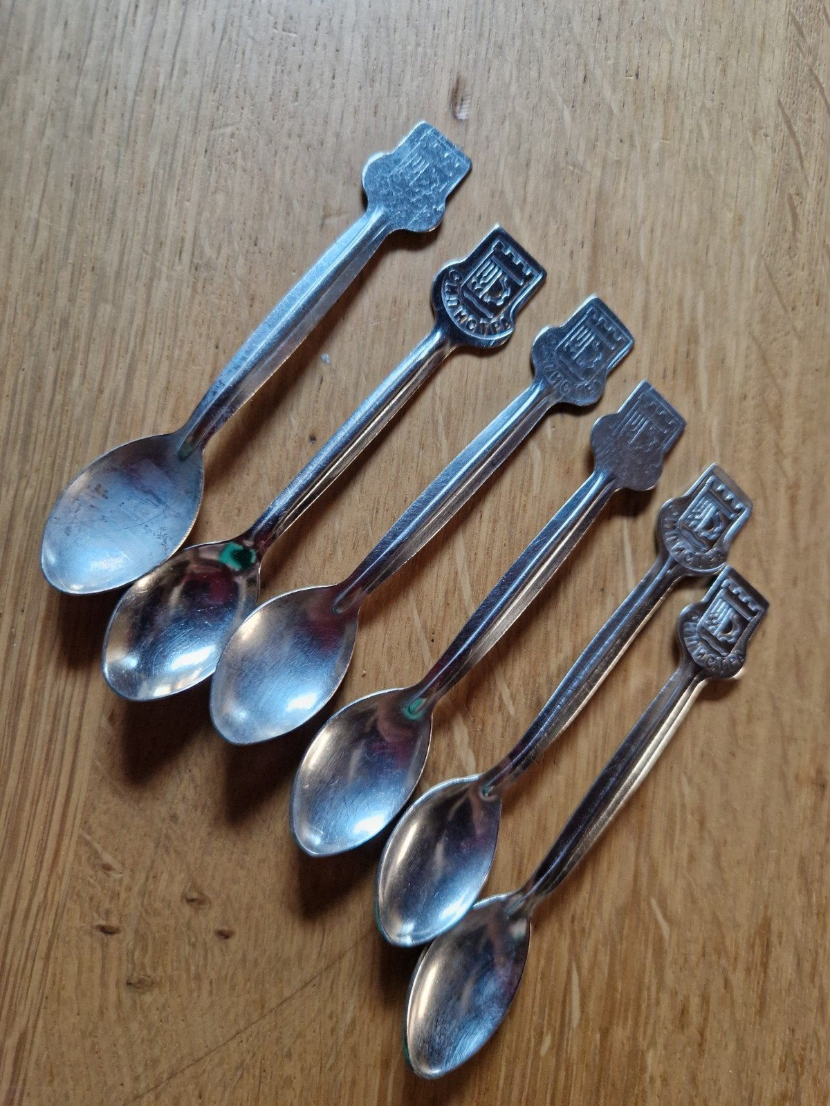 6  Brocante Koffielepels met Stadswapen, Ophalen of Verzenden